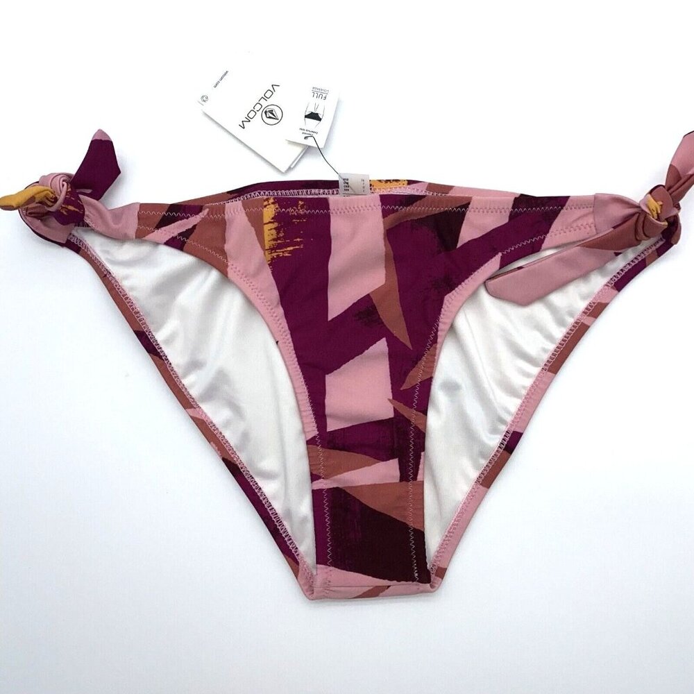 Volcom Palm Urself Geometric Pink & Brown Tropical Bikini Bottom